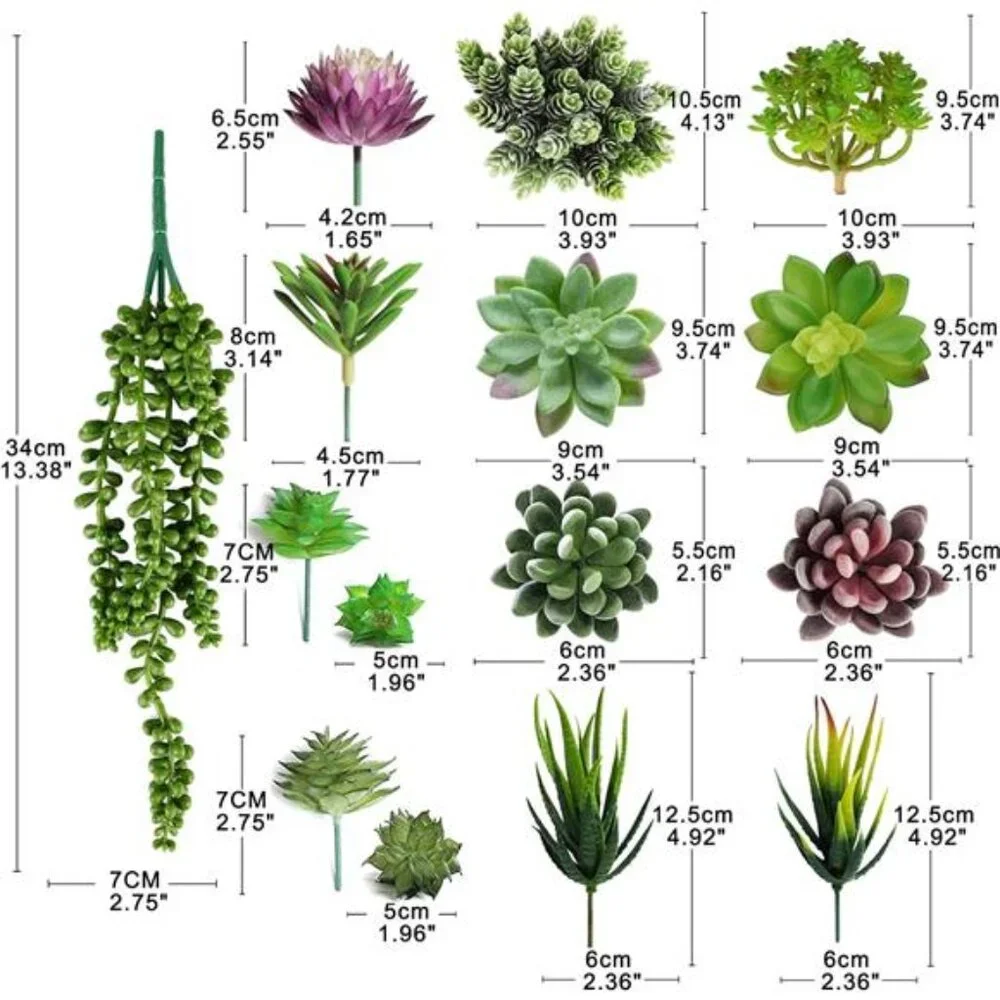Artificial Succulent Plants - 16 Pcs Set Faux Succulents Unpotted Fake Succulent